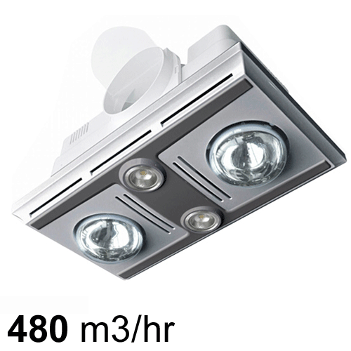 Ventair Garrison 2 Exhaust Fan + Heat + Light in Silver