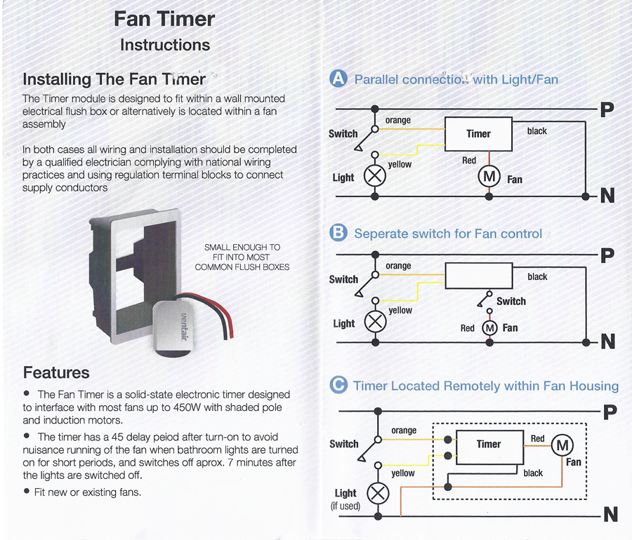 7 Minute Delayed Timer For Axial Exhaust Fans