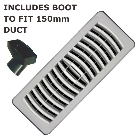 Floor Vent Plastic 300mm x 100mm Silver