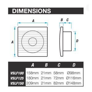 VSLF exhaust slimline dimensions