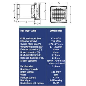 maxair-clipsal-200-dimensions