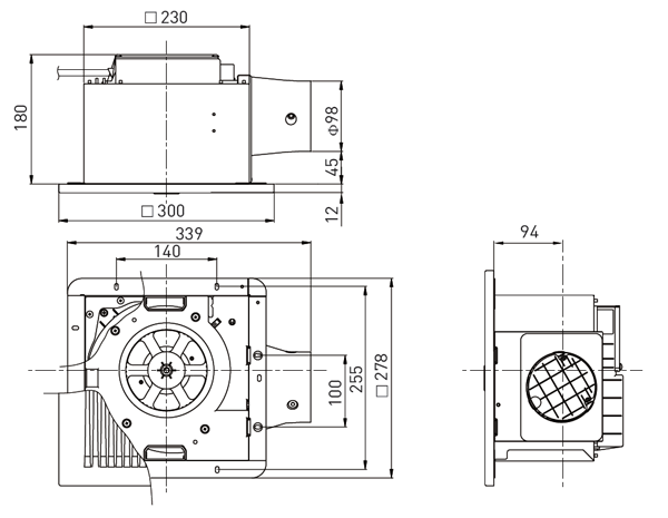 Dimensions Panasonic Bath Fan