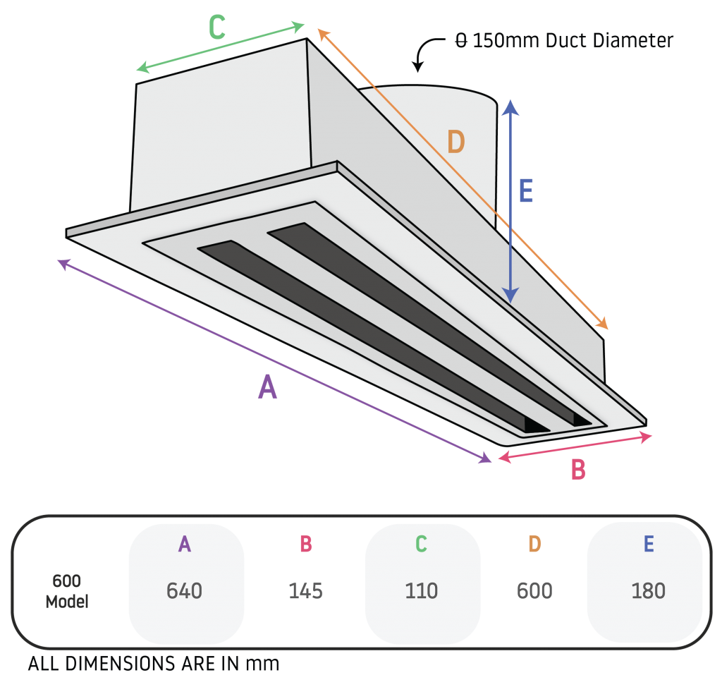 Linear 150mm High Airflow Ceiling Exhaust Kit