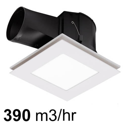 Martec Flow Square Ceiling Exhaust Fan with Tricolour LED White 300
