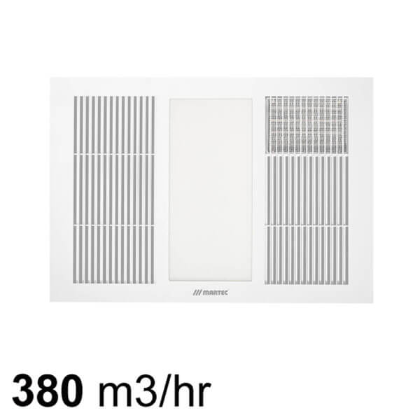 Martec Vapour Exhaust Fan with Heat & Light White Pure Ventilation