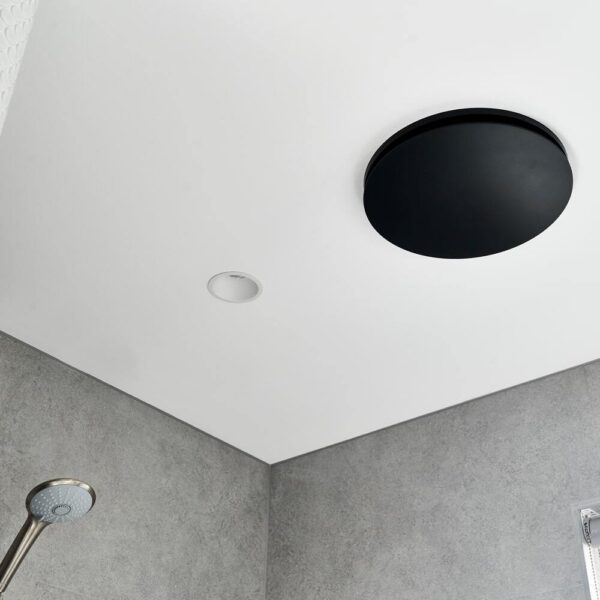 fanco hybrid exhaust fan over shower in black