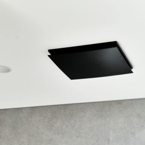 close up shot of hybrid bathroom fan in black