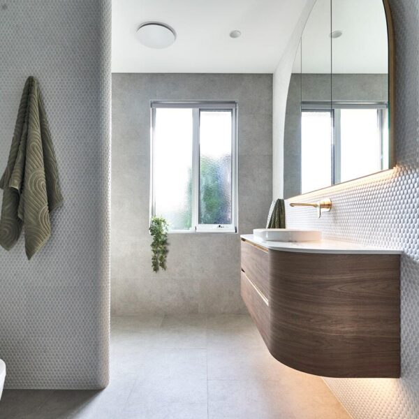 round exhaust fan in modern bathroom