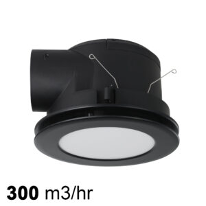 Eglo Samba Exhaust Fan with CCT LED Light 150mm Round in Black